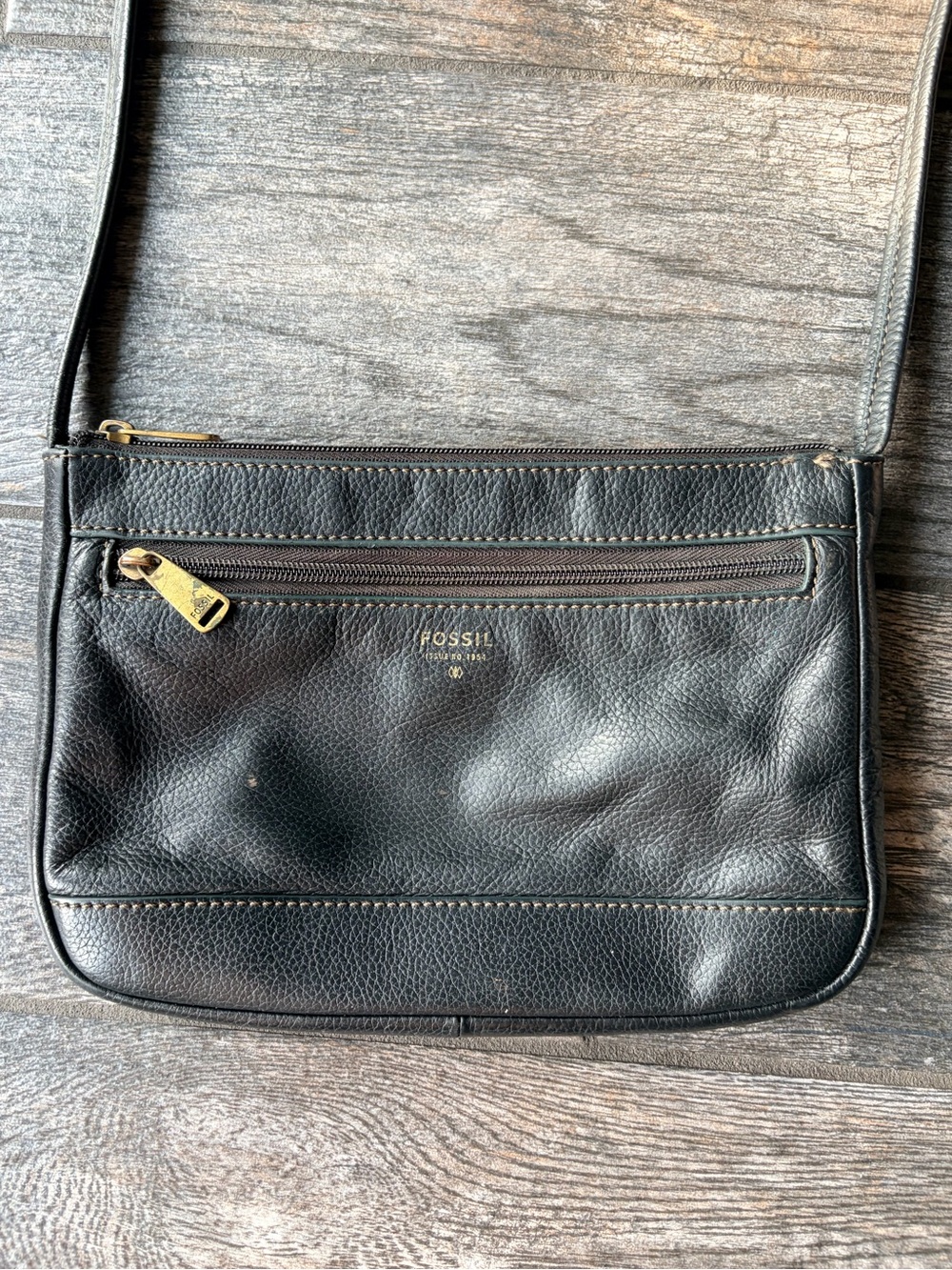 🖤 Fossil Leather Crossbody Purse Black Minimalist Bag - Picture 5 of 5